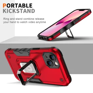 Shockproof Kickstand back cover for Iphone 14, stand, red 3