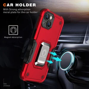 Shockproof Kickstand back cover for Iphone 14, stand, red 5