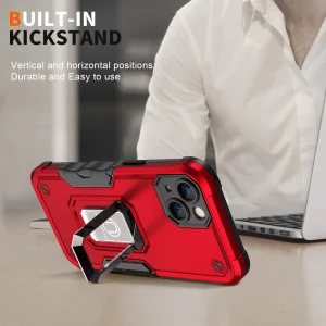 Shockproof Kickstand back cover for Iphone 14, stand, red 6