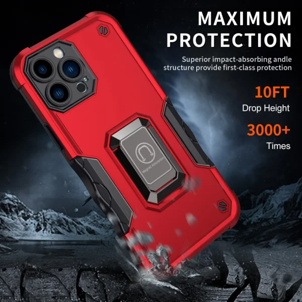 Удароустойчив гръб с поставка Kickstand Dual Layer Hard за Iphone 13 Pro Max, червен 2