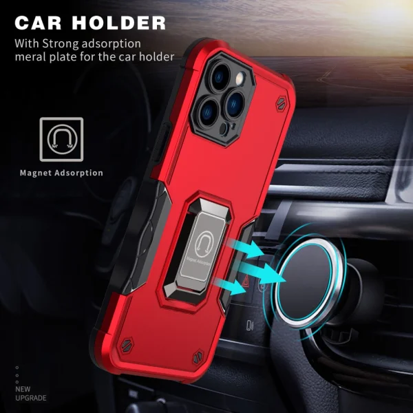 Удароустойчив гръб с поставка Kickstand Dual Layer Hard за Iphone 13 Pro Max, червен 3