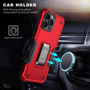 Удароустойчив гръб с поставка Kickstand Dual Layer Hard за Iphone 13 Pro Max, червен 3