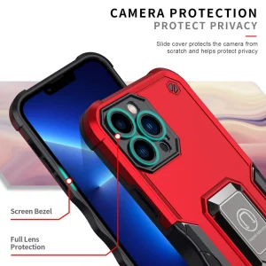 Удароустойчив гръб с поставка Kickstand за iPhone 14 Plus, Червен 6