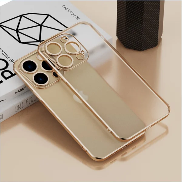 Силиконов калъф Electroplating за iPhone 14 Pro, златист 1