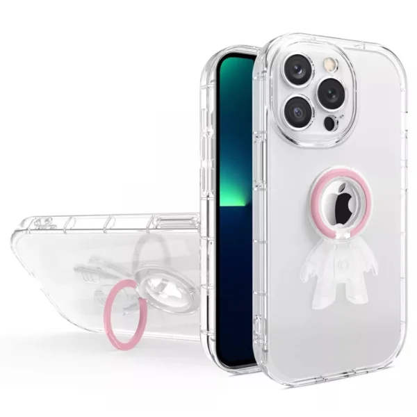 Silicone case Spaceman for Iphone 14 Pro, with ring, Pink 1