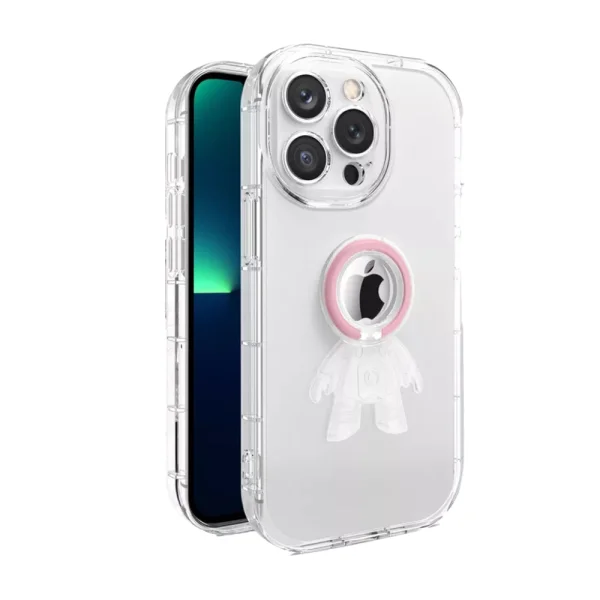 Silicone case Spaceman for Iphone 14 Pro, with ring, Pink 2