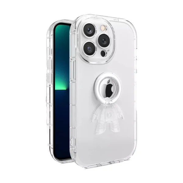 Silicone case with Spaceman ring for Iphone 14 Pro, White 2