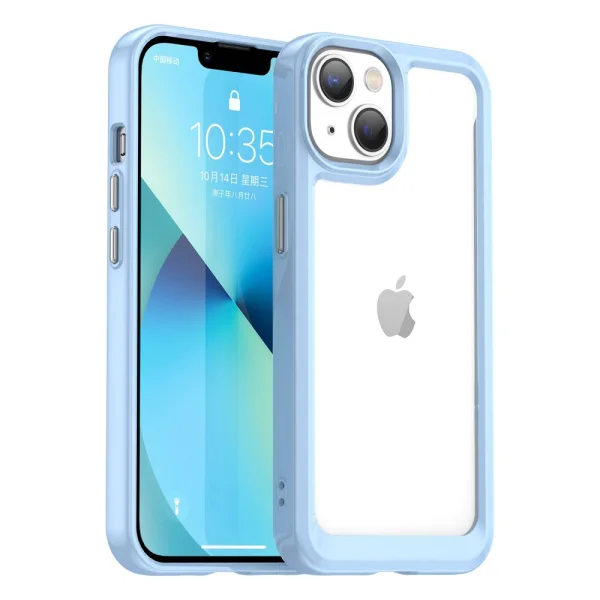 Удароустойчив калъф Acrylic Clear за iPhone 14 Plus, Син 2