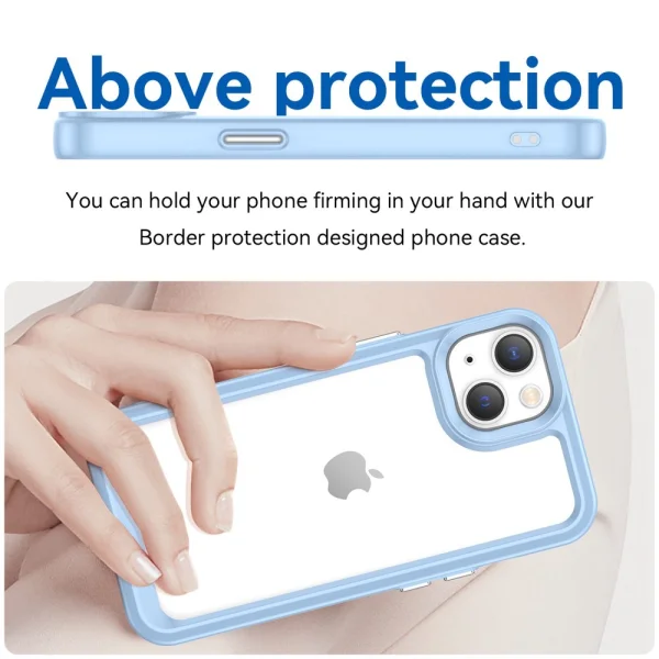 Удароустойчив калъф Acrylic Clear за iPhone 14 Plus, Син 4