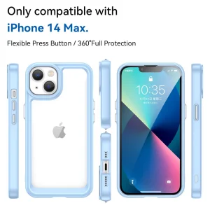 Удароустойчив калъф Acrylic Clear за iPhone 14 Plus, Син 3