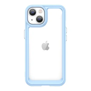 Удароустойчив калъф Acrylic Clear за iPhone 14 Plus, Син