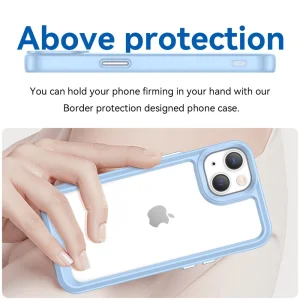 Удароустойчив калъф Acrylic Clear за iPhone 14 Plus, Син 4