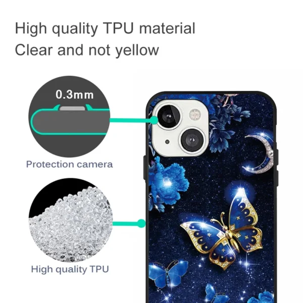 Matte Silicone Case for iPhone 14 Plus, Butterfly 3