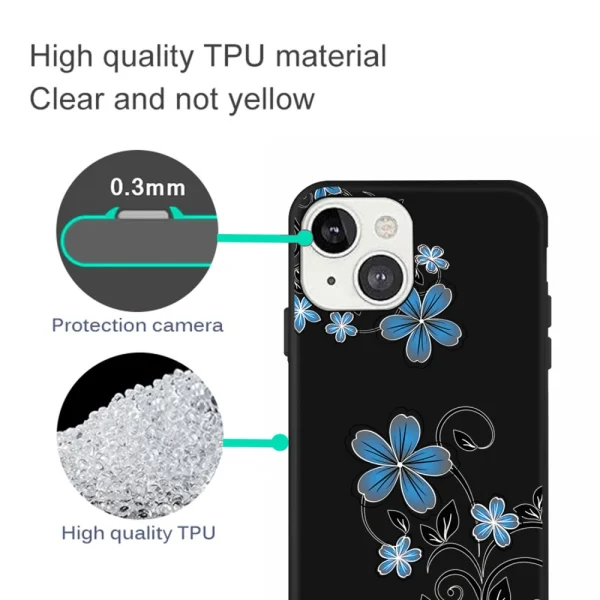 Silicone Matte Case for iPhone 14 Plus, Flower 3