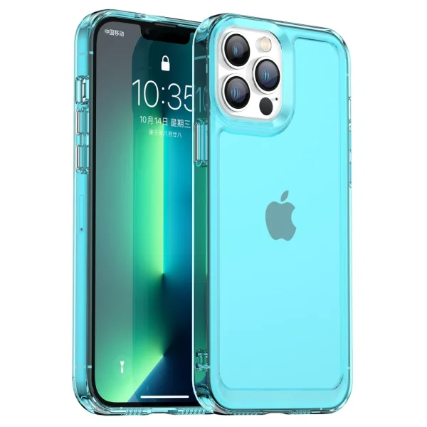 Силиконов калъф Candy за iPhone 13 Pro, Прозрачен-Син 1