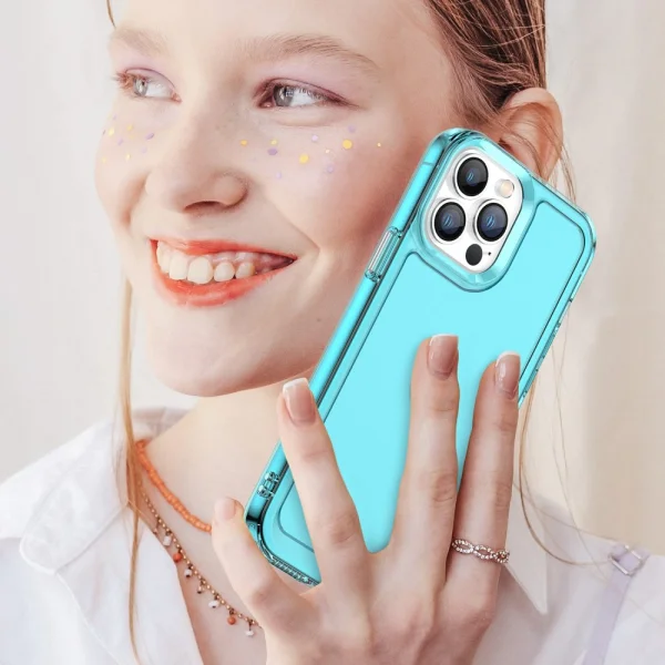 Силиконов калъф Candy за iPhone 13 Pro, Прозрачен-Син 5
