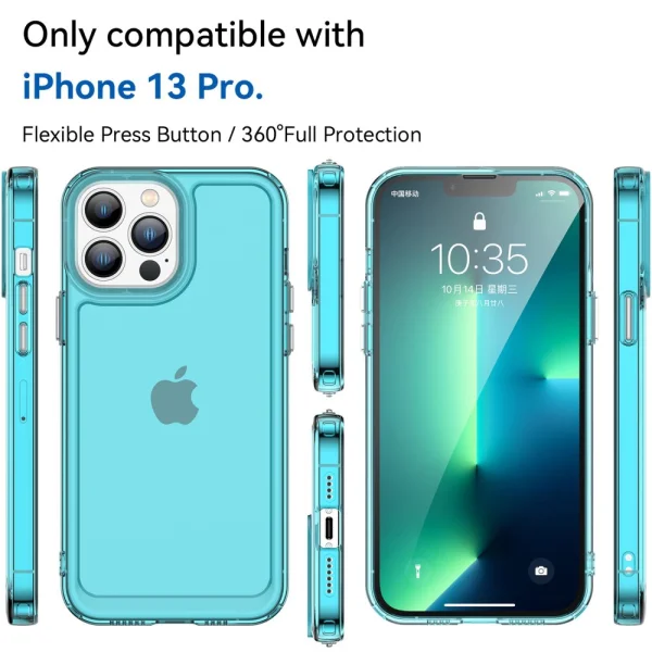 Силиконов калъф Candy за iPhone 13 Pro, Прозрачен-Син 2