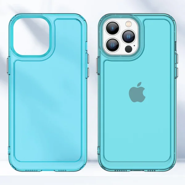 Силиконов калъф Candy за iPhone 13 Pro, Прозрачен-Син 6