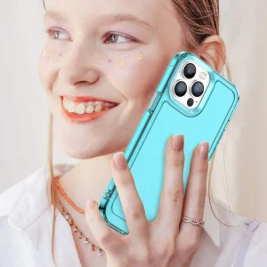 Силиконов калъф Candy за iPhone 13 Pro, Прозрачен-Син 5