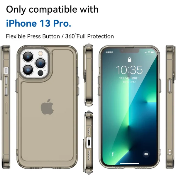 Candy Silicone Case for iPhone 13 Pro, Transparent-Gray 2