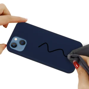 Силиконов калъф Anti-scratch за iPhone 13, Тъмно син 5