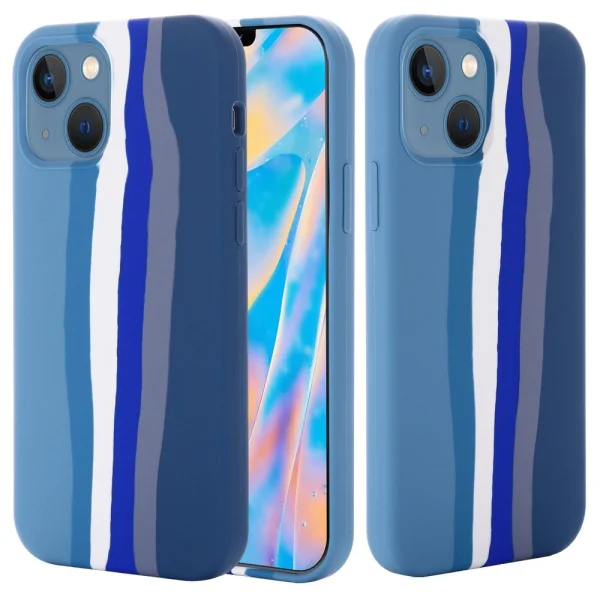 Silicone case for Iphone 14 Plus, blue rainbow 6
