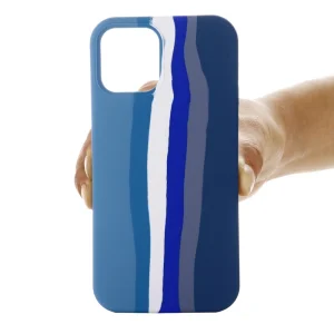 Silicone case for Iphone 14 Plus, blue rainbow 3