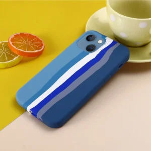 Silicone case for Iphone 14 Plus, blue rainbow 5