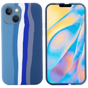 Силиконов калъф за Iphone 14 Plus, синя дъга