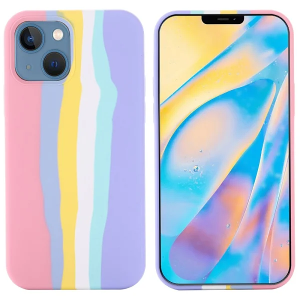 Silicone case for Iphone 14 Plus, pink rainbow 1