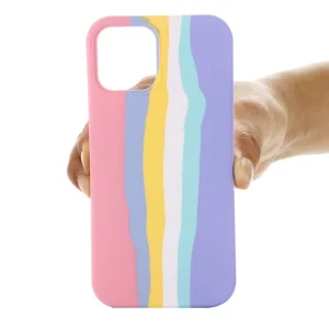Silicone case for Iphone 14 Plus, pink rainbow 3