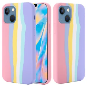 Silicone case for Iphone 14 Plus, pink rainbow 5