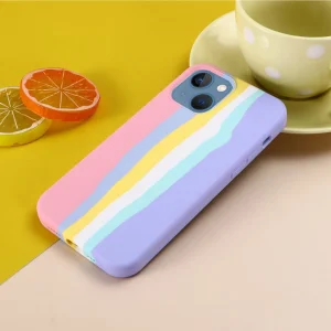 Silicone case for Iphone 14 Plus, pink rainbow 4