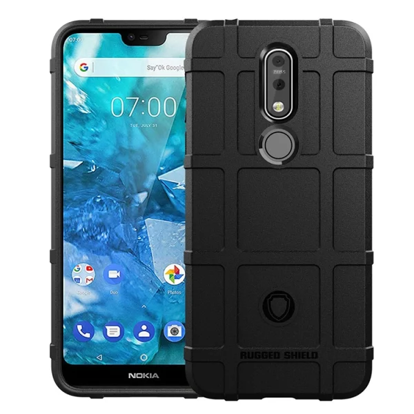 Shockproof Back Cover Grid for Nokia 7.1, Black 1
