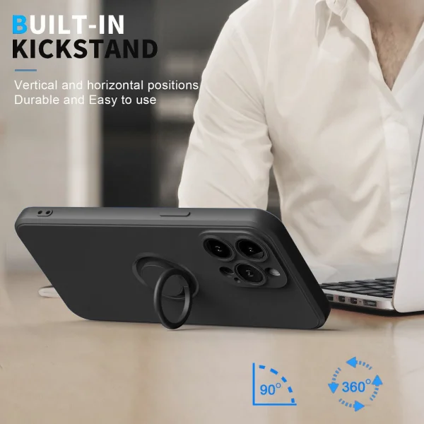 Силиконов калъф Rubberized Ring за iPhone 14 Pro Max, Черен 2