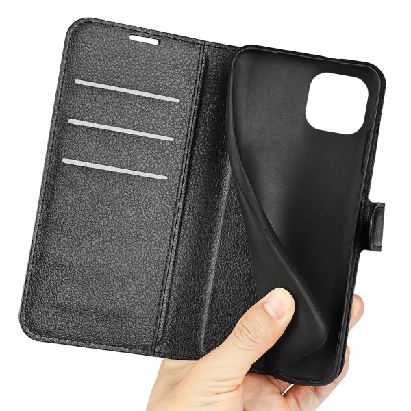 Leather Flip Case for iPhone 14, Black 4