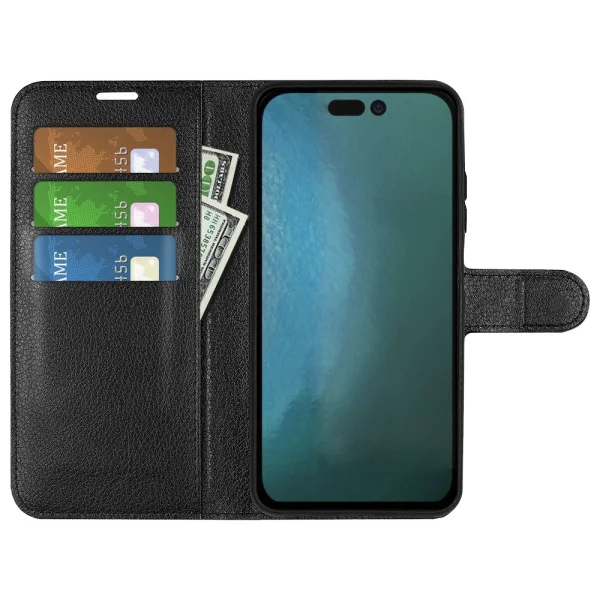Leather Flip Case for iPhone 14, Black 3