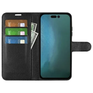Leather Flip Case for iPhone 14, Black 3