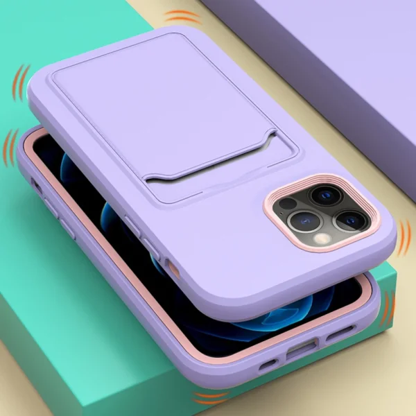 Shockproof Card Holder Case for iPhone 14 Pro Max, Purple 4