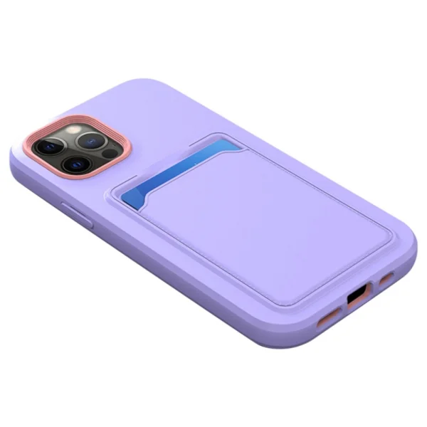 Shockproof Card Holder Case for iPhone 14 Pro Max, Purple 2