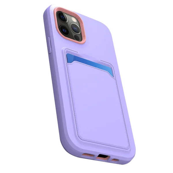Shockproof Card Holder Case for iPhone 14 Pro Max, Purple 1