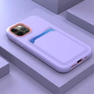 Shockproof Card Holder Case for iPhone 14 Pro Max, Purple 3