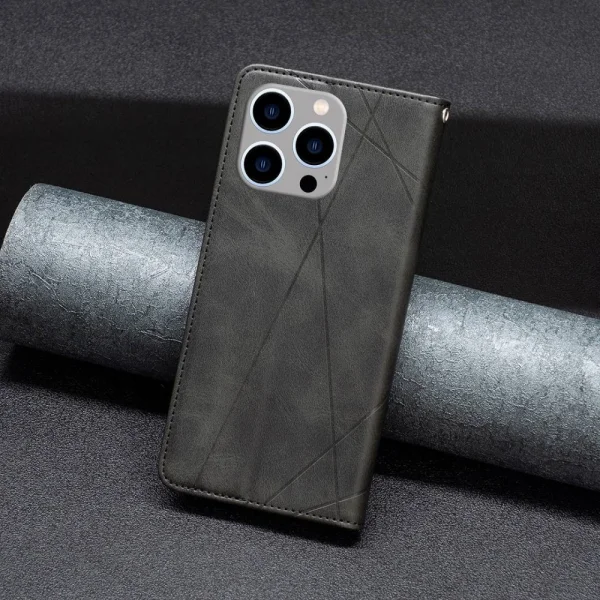 Leather Wallet Stand Book Case for iPhone 14 Pro Max, gray 4