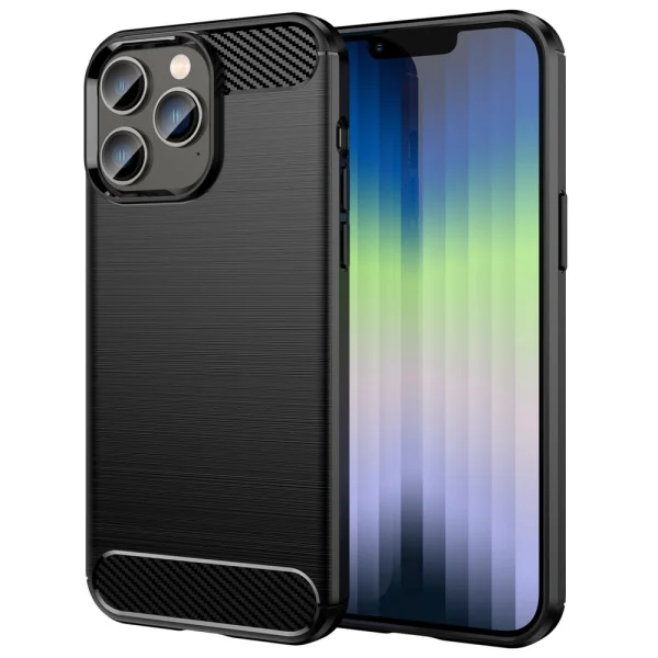Carbon Silicone Case for iPhone 14 Pro Max, black 1