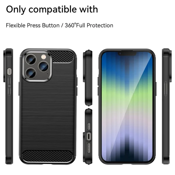 Carbon Silicone Case for iPhone 14 Pro Max, black 6