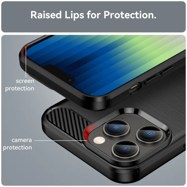 Carbon Silicone Case for iPhone 14 Pro Max, black 5