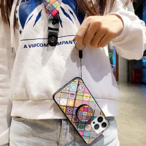 Glass case for Iphone 14 Pro Max, with lanyard and popsocket, Colorful Mosaic 4