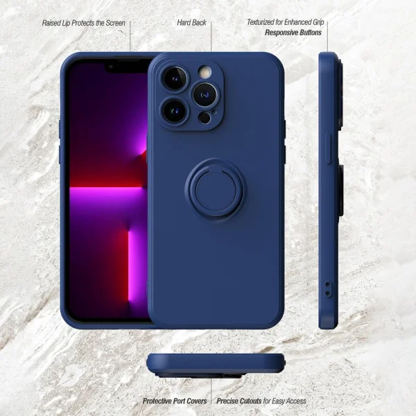 Silicone Case Rubberized Ring for iPhone 14 Pro Max, Blue 6