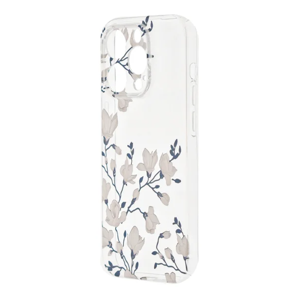 Silicone case for iPhone 14 Pro, White Flowers 2