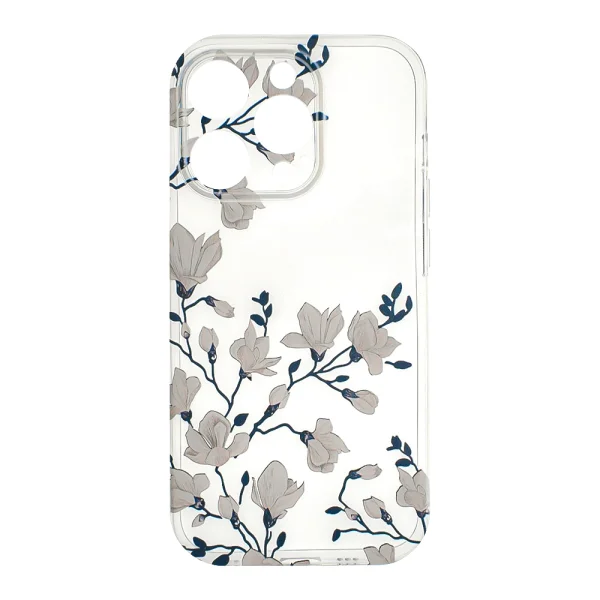 Silicone case for iPhone 14 Pro, White Flowers 1